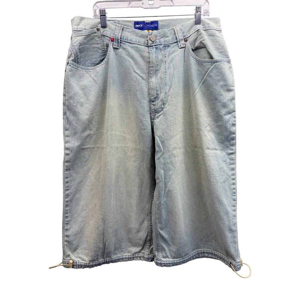 Enyce Clothing‎ Mens 36 Baggy Denim Shorts Light Wash Blue Y2K Streetwear Bungee